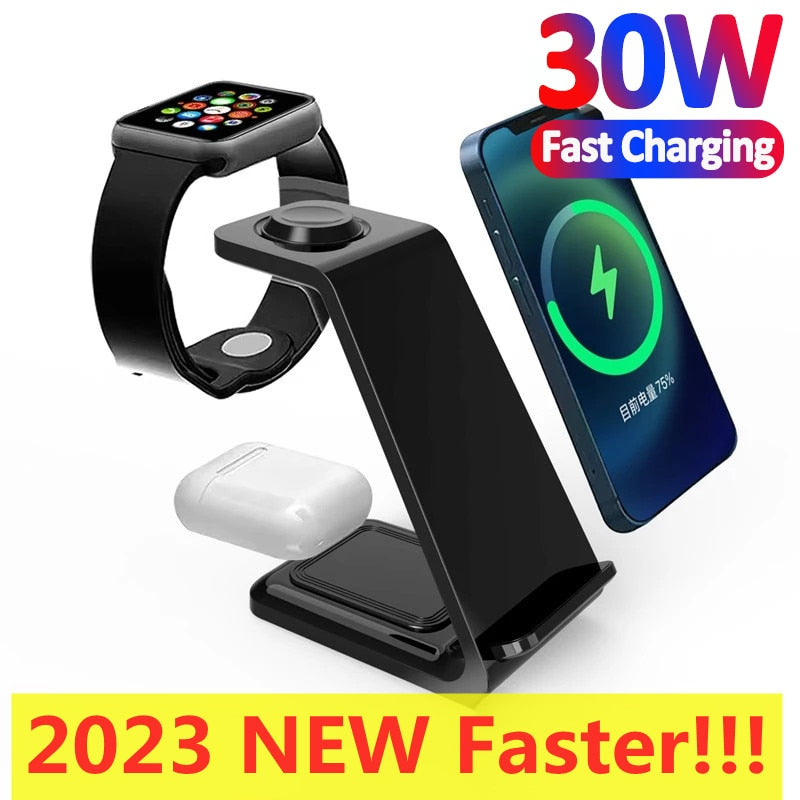 3 in 1 Wireless Charger Stand Fast Charging Dock Station